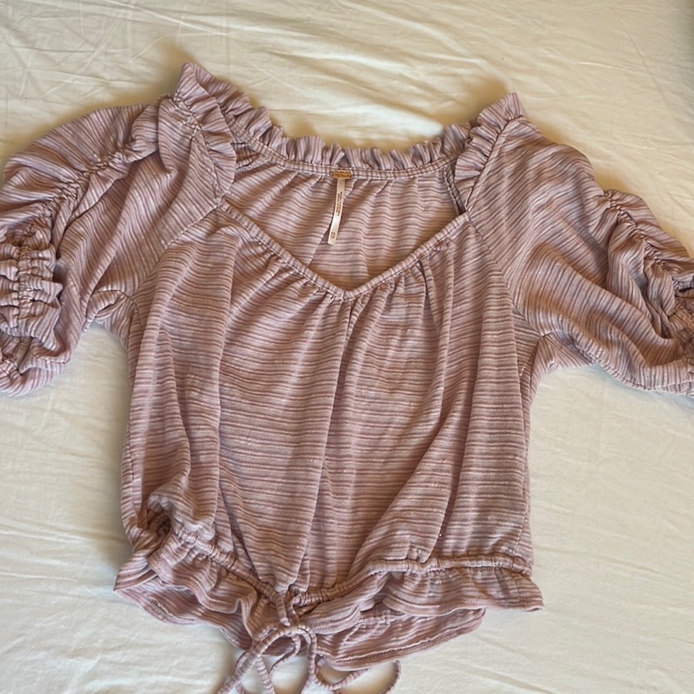 Free People pink/rosey colored rouged blouse